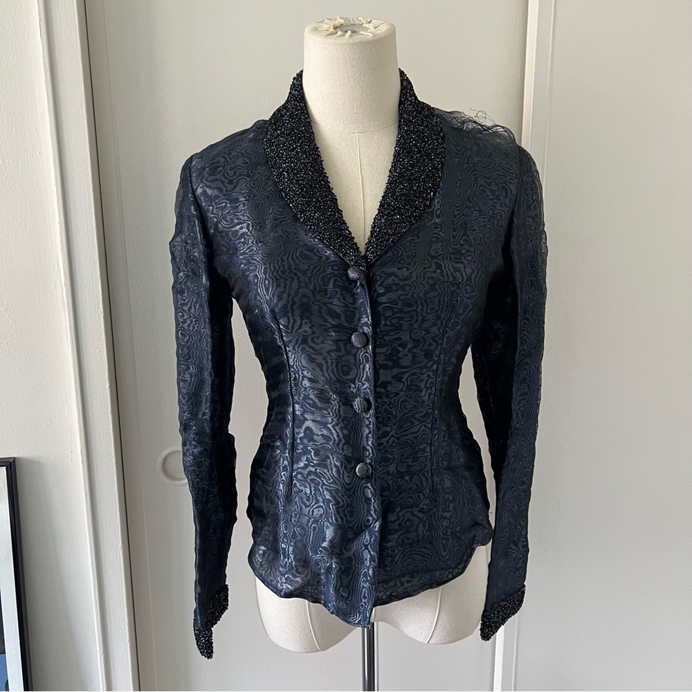 *Firm* Flawed Vintage AW 1996 1997 Romeo Gigli Moire Effect Beaded Blazer Jacket